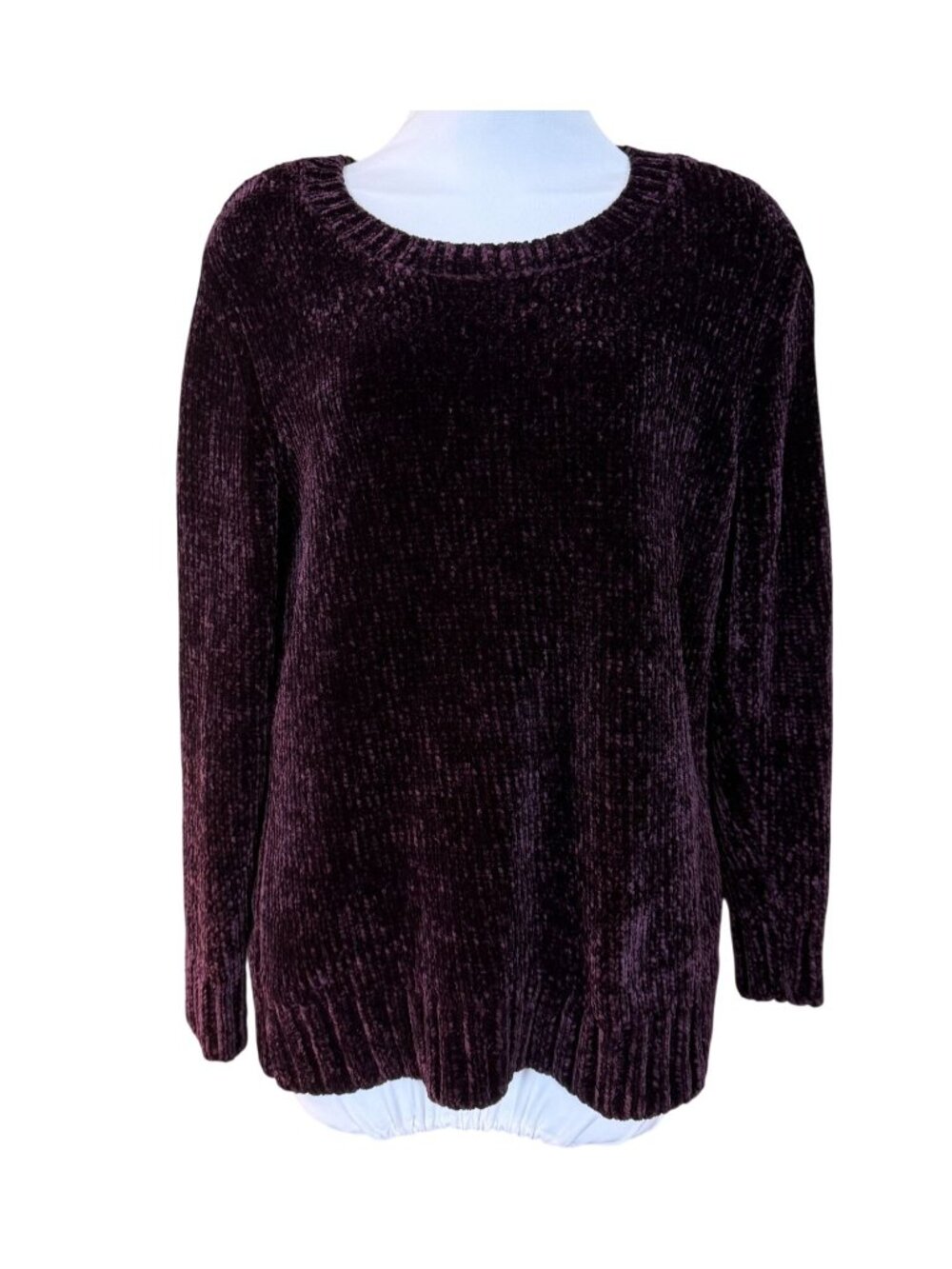 Orvis Classic Collection Chenille Plum Long Sleeve Crewneck Pullover Sweater S